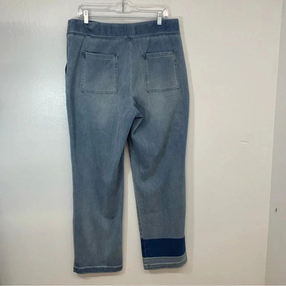 Logo Lori Goldstein Jeans Woman 14 Tall Knit Pull On Straight Pockets Stretch - Picture 4 of 14